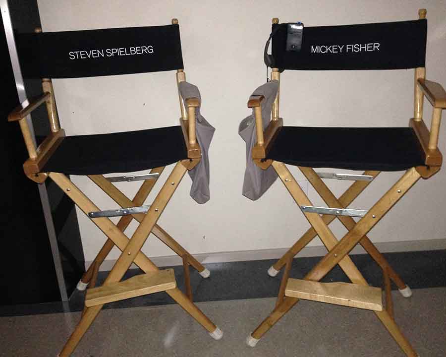 image of fisher and Spielberg director chairs